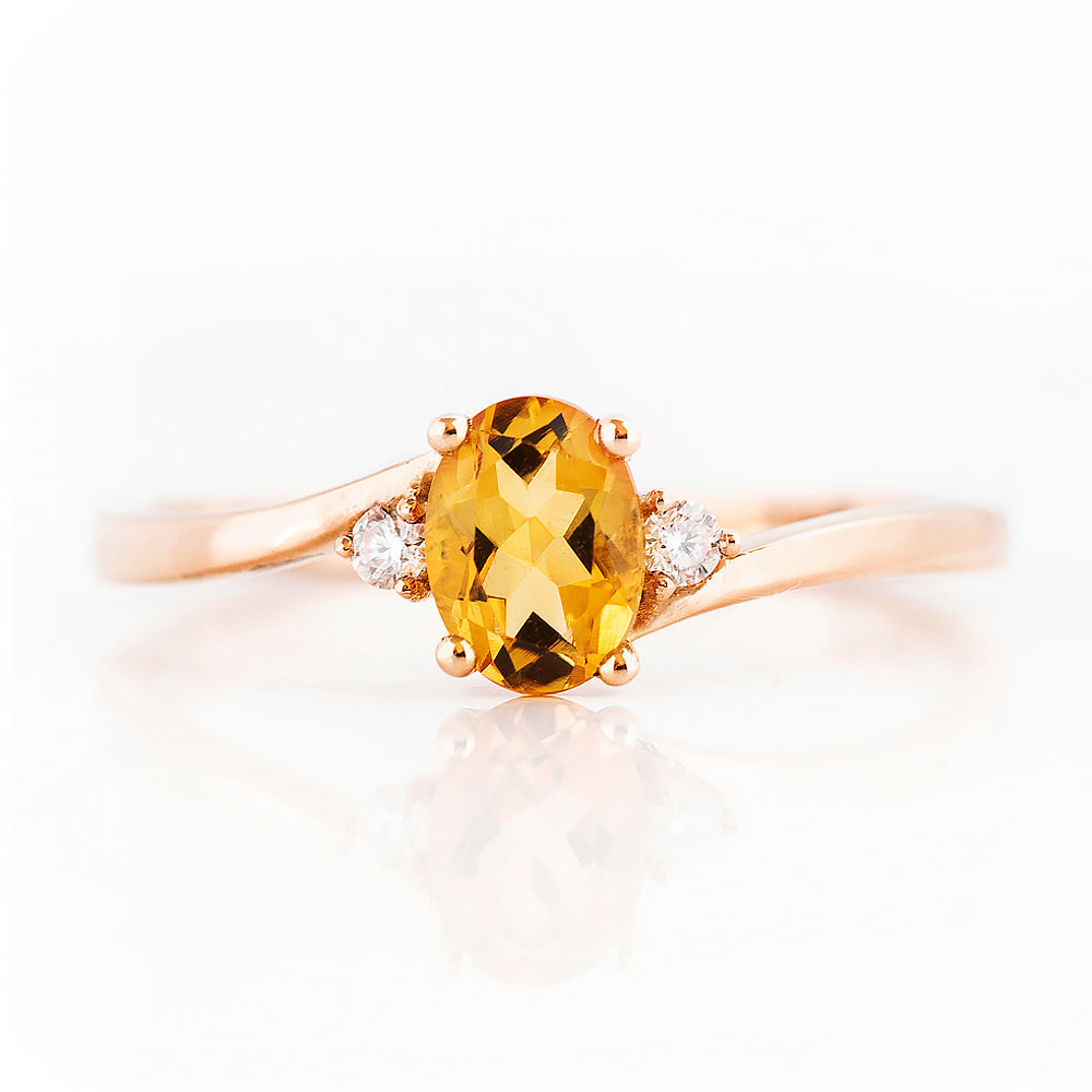 Georgie, a Citrine and Diamond Trilogy Ring