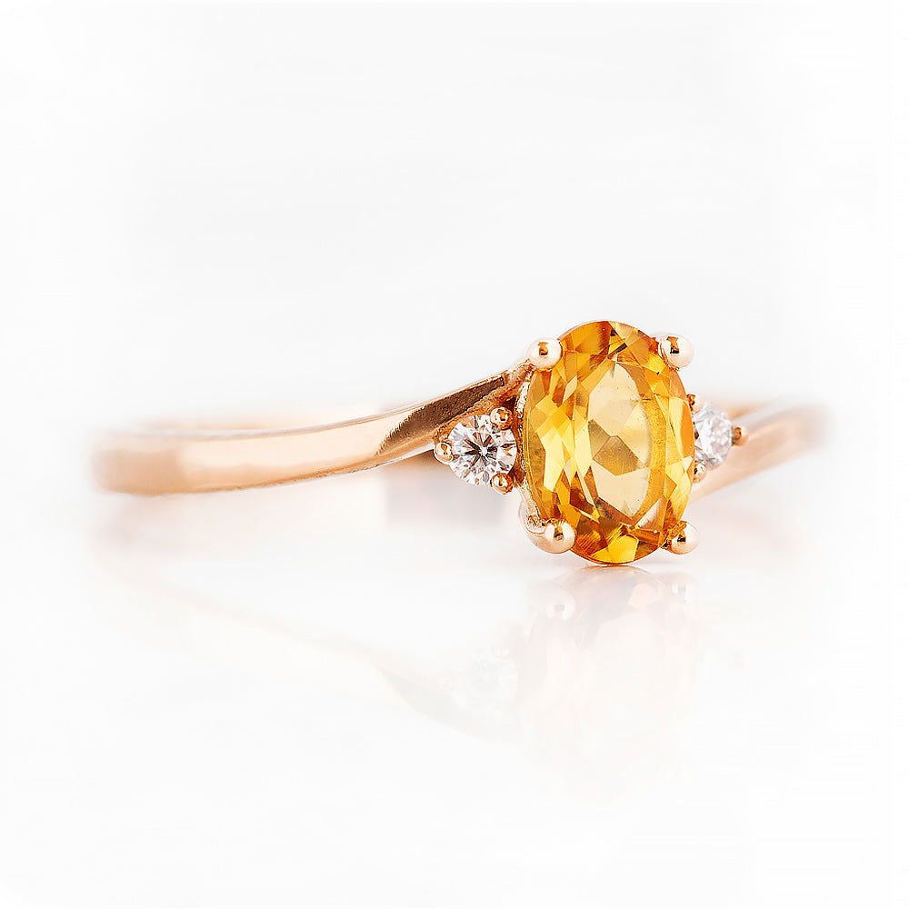 Georgie, a Citrine and Diamond Trilogy Ring