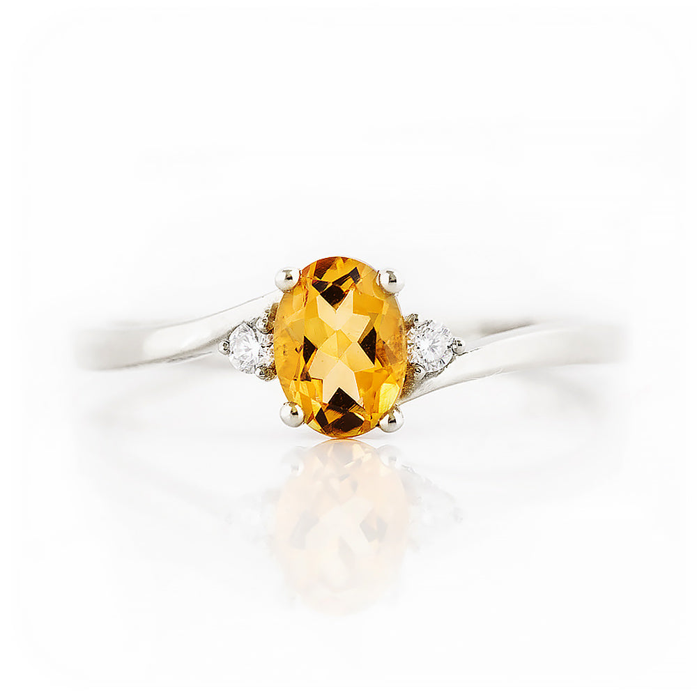 Georgie, a Citrine and Diamond Trilogy Ring