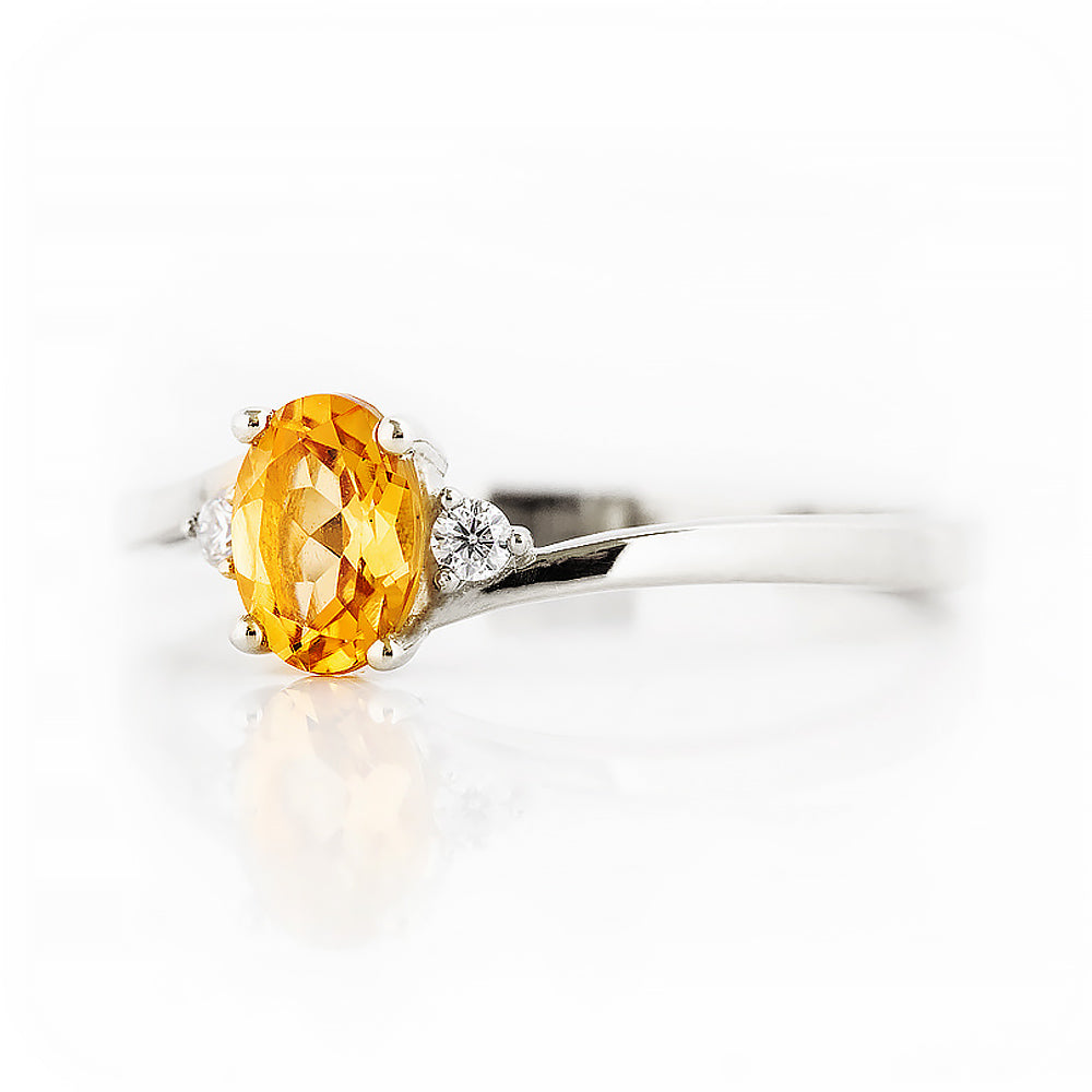 Georgie, a Citrine and Diamond Trilogy Ring