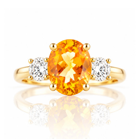 Hallie, a Citrine and Diamond Trilogy Ring - Victoria's Jewellery