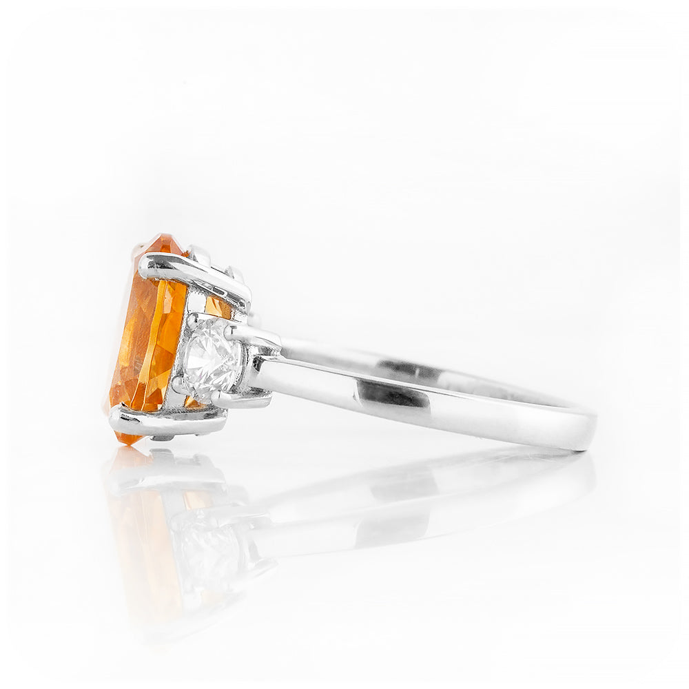 Oval cut Citrine and Lab Grown Diamond Trilogy Anniversary Ring - Victoria's Jewellery