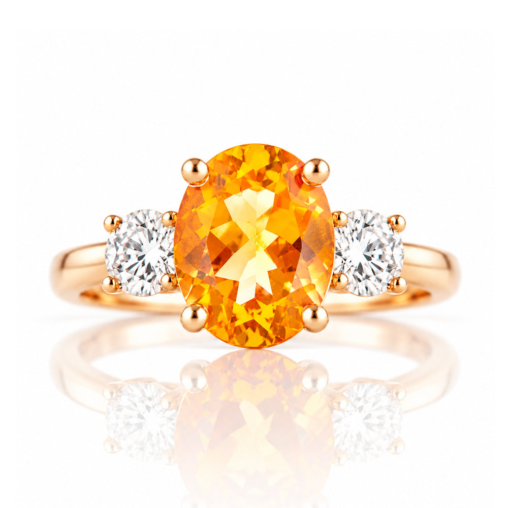 Hallie, a Citrine and Diamond Trilogy Ring - Victoria's Jewellery