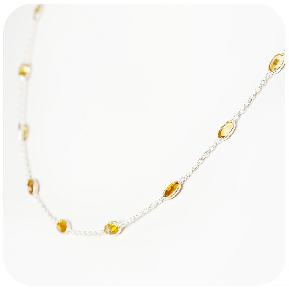 Oval cut Yellow Citrine Necklace - Victoria's Jewellery