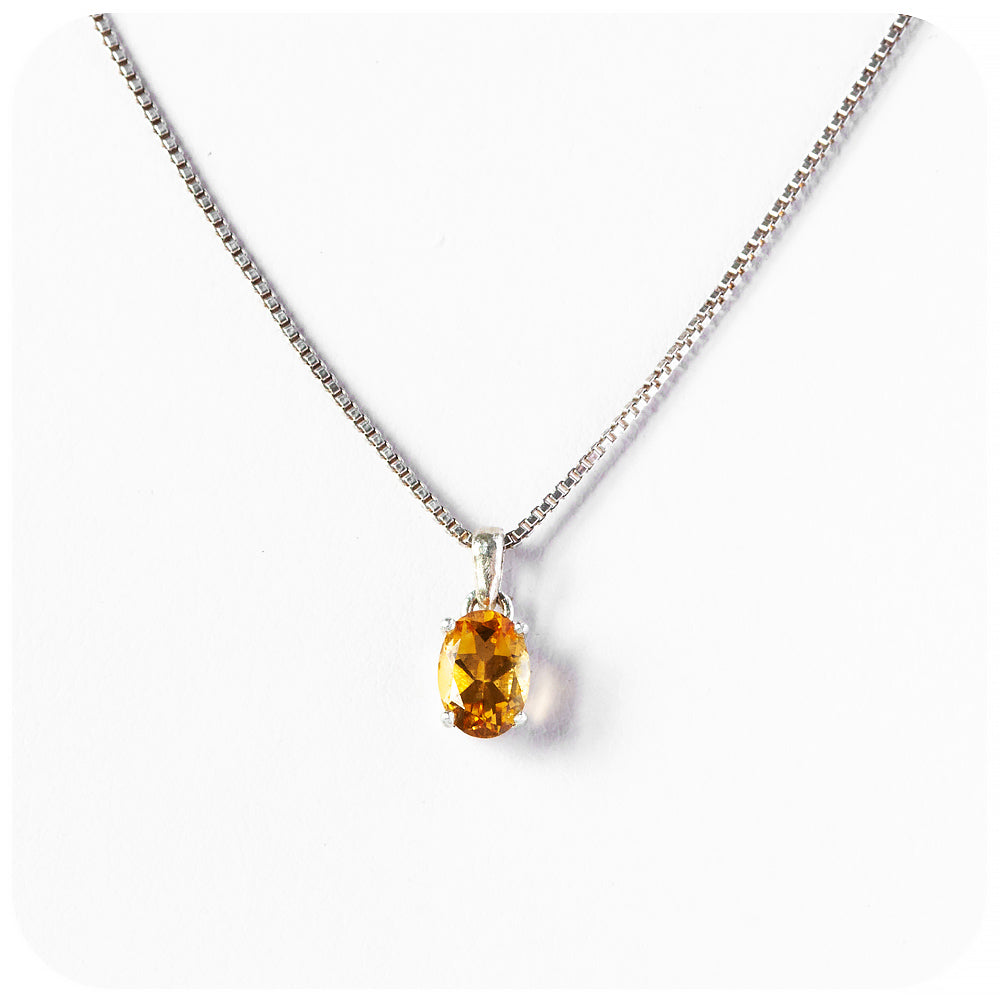 oval cut citrine, november birthstone pendant and chain