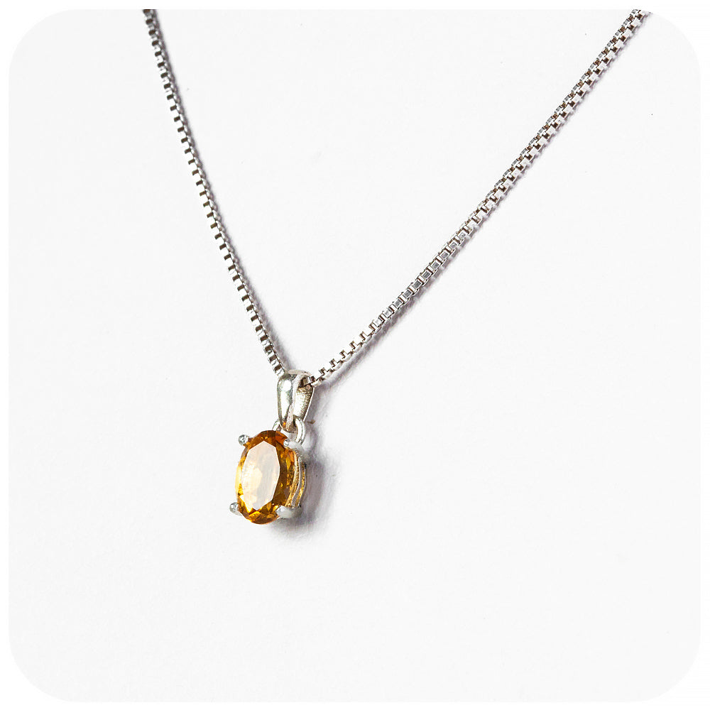 oval cut citrine, november birthstone pendant and chain