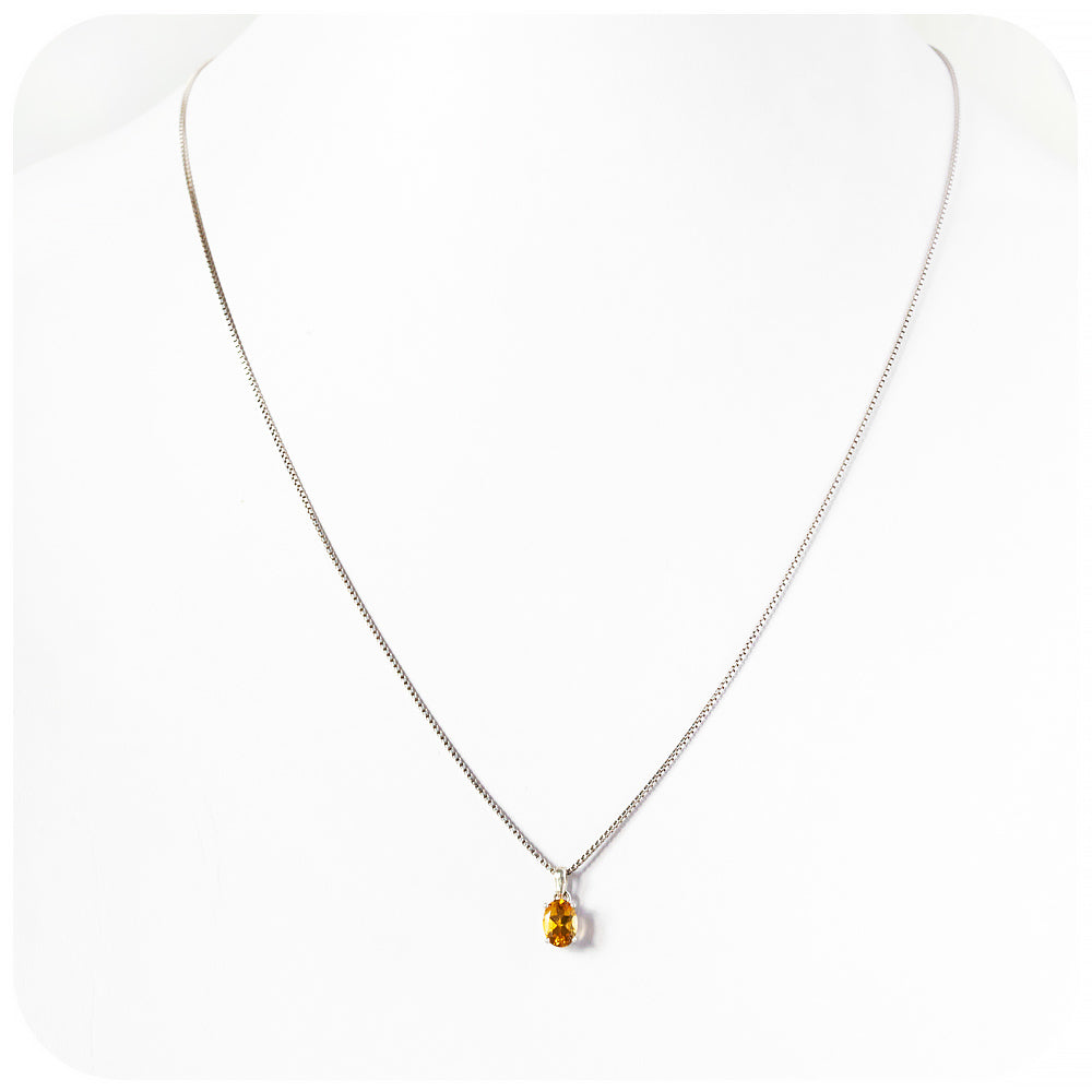 oval cut citrine, november birthstone pendant and chain