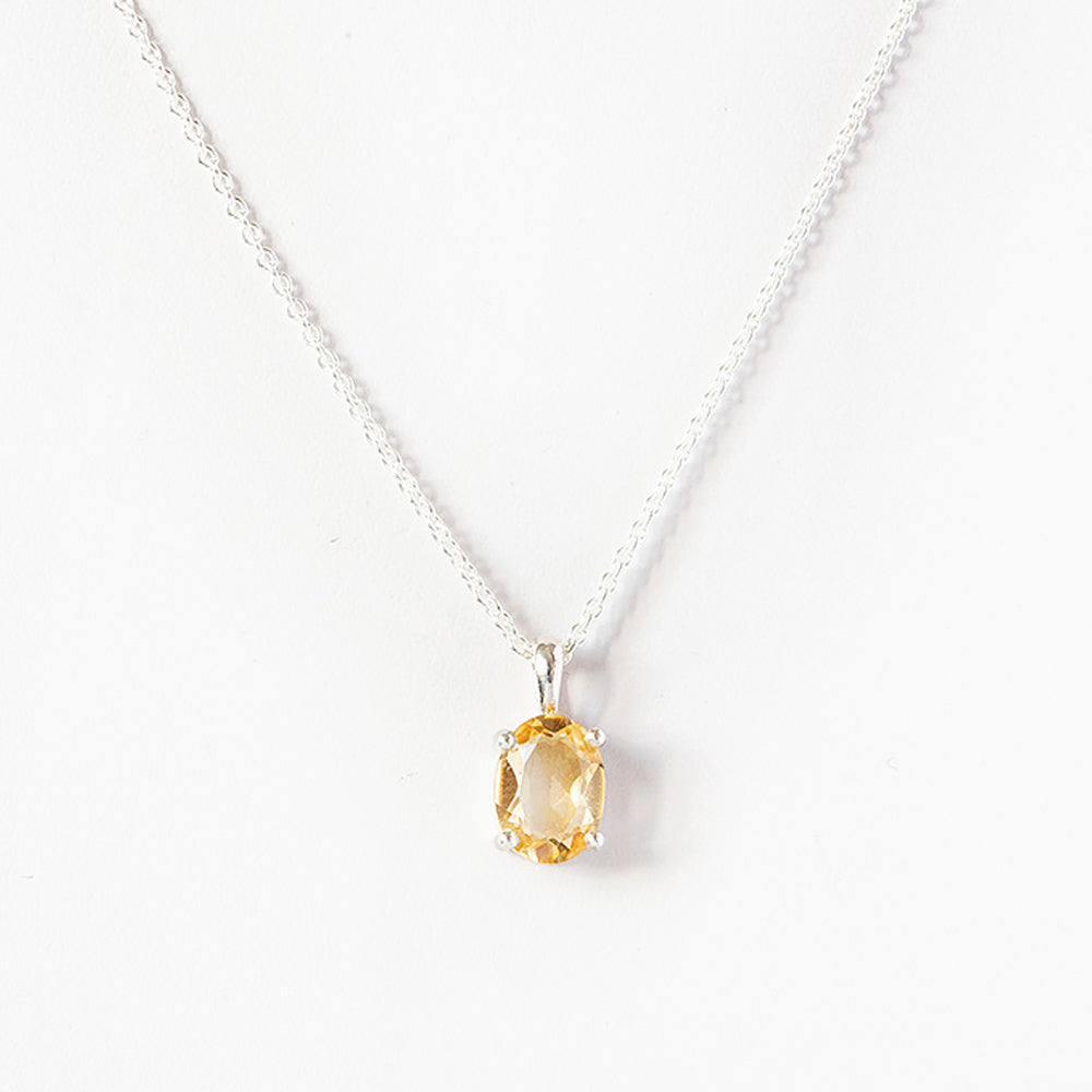 Oval cut Citrine Solitaire Necklace - Victoria's Jewellery