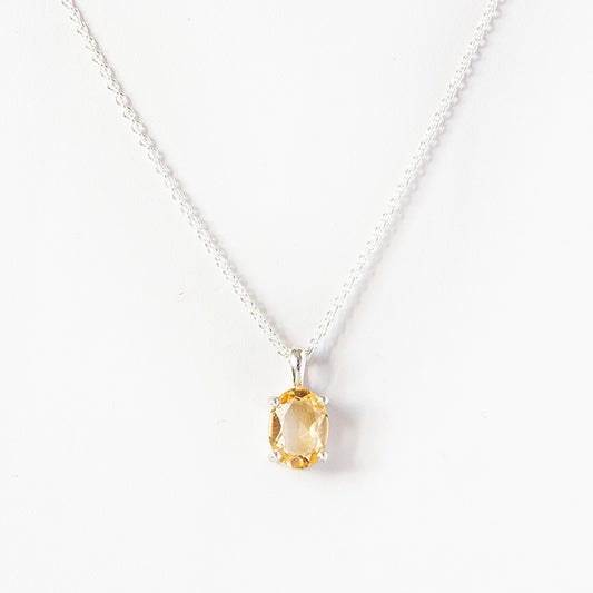 Oval cut Citrine Solitaire Necklace - Victoria's Jewellery