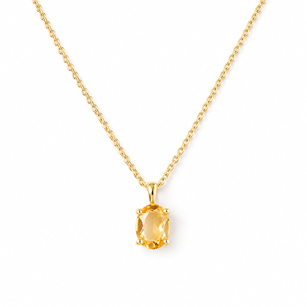 Luna, Oval cut Citrine Pendant - 8x6mm