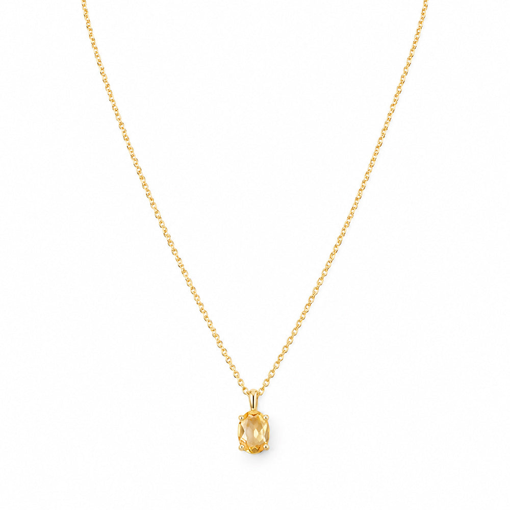 Luna, Oval cut Citrine Pendant - 8x6mm