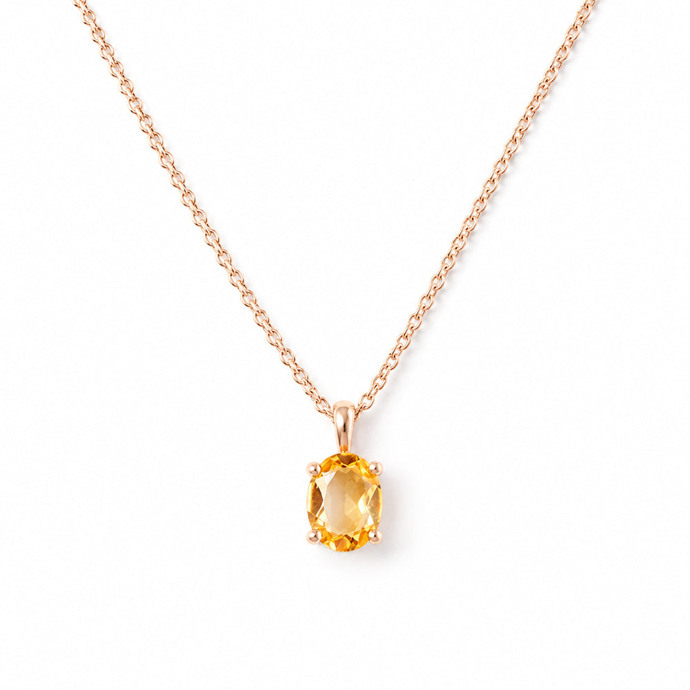 Luna, Oval cut Citrine Pendant - 8x6mm