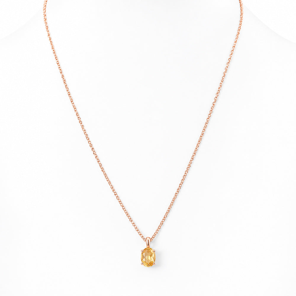 Luna, Oval cut Citrine Pendant - 8x6mm