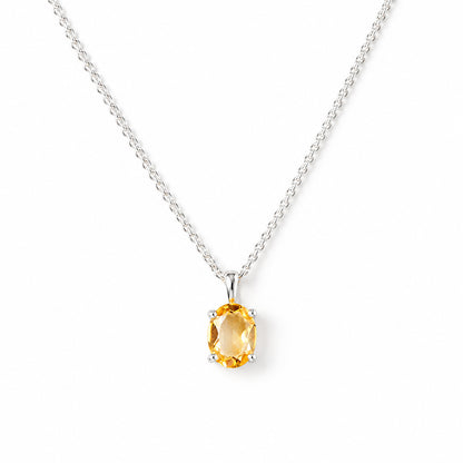 Luna, Oval cut Citrine Pendant - 8x6mm