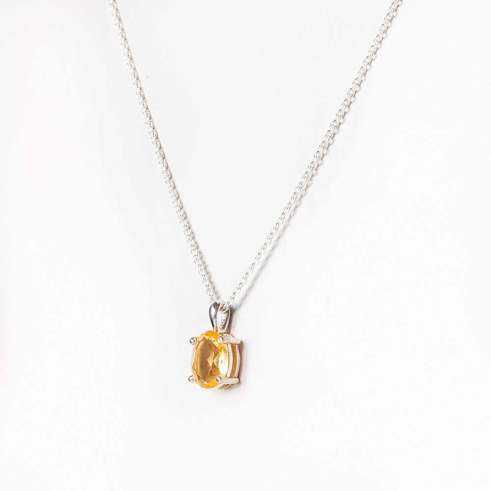 Luna, an Oval cut Citrine Necklace - 8x6mm