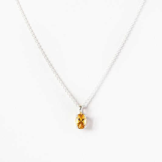 Oval cut Citrine Solitaire Necklace - Victoria's Jewellery