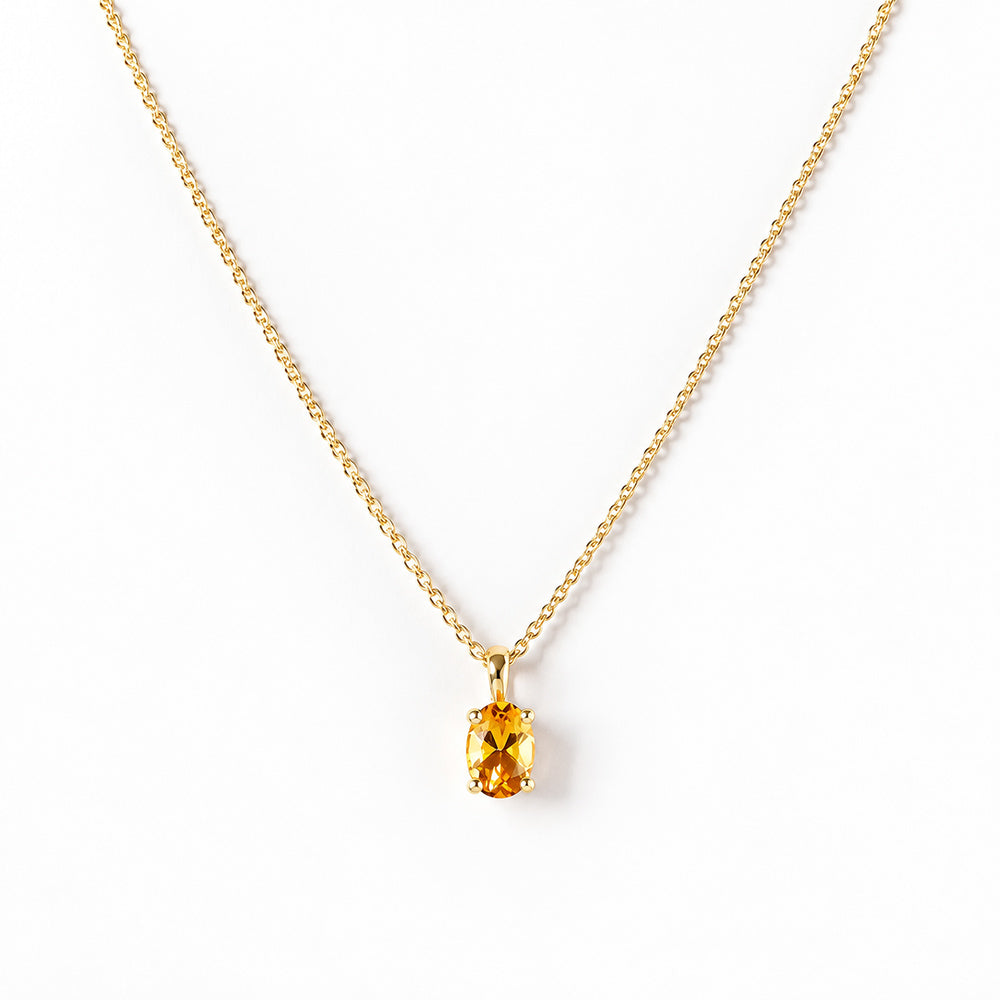 Luna, Oval cut Citrine Pendant - 7x5mm - Victoria's Jewellery