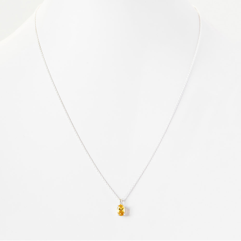 Oval cut Citrine Solitaire Necklace - Victoria's Jewellery