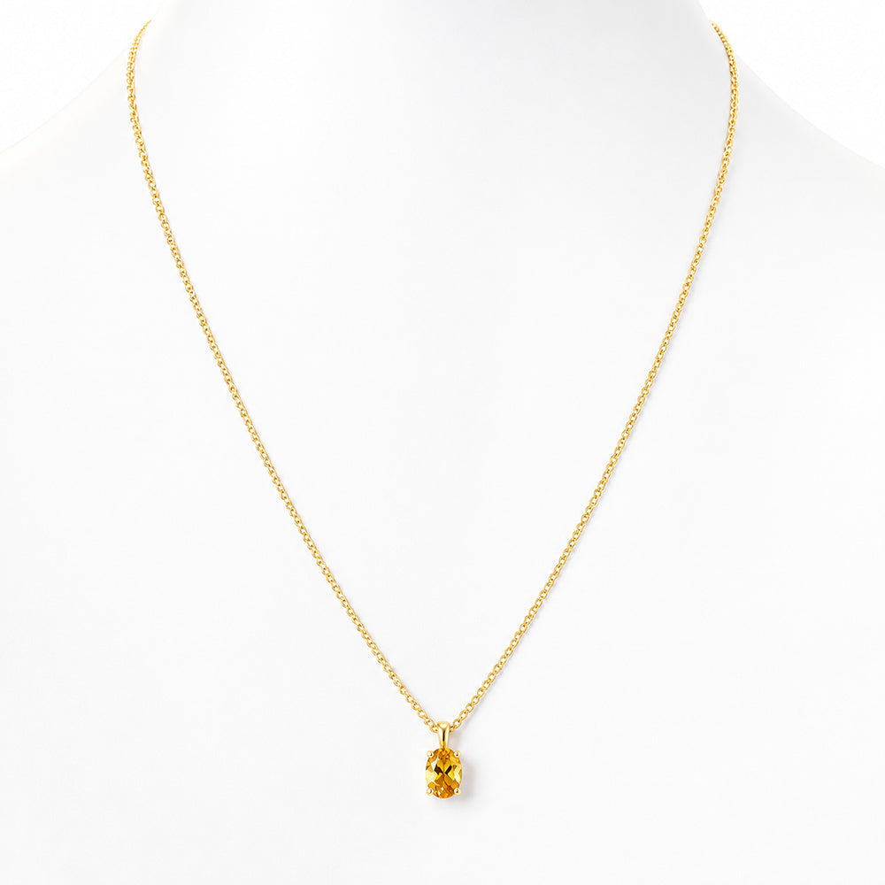 Luna, Oval cut Citrine Pendant - 7x5mm - Victoria's Jewellery