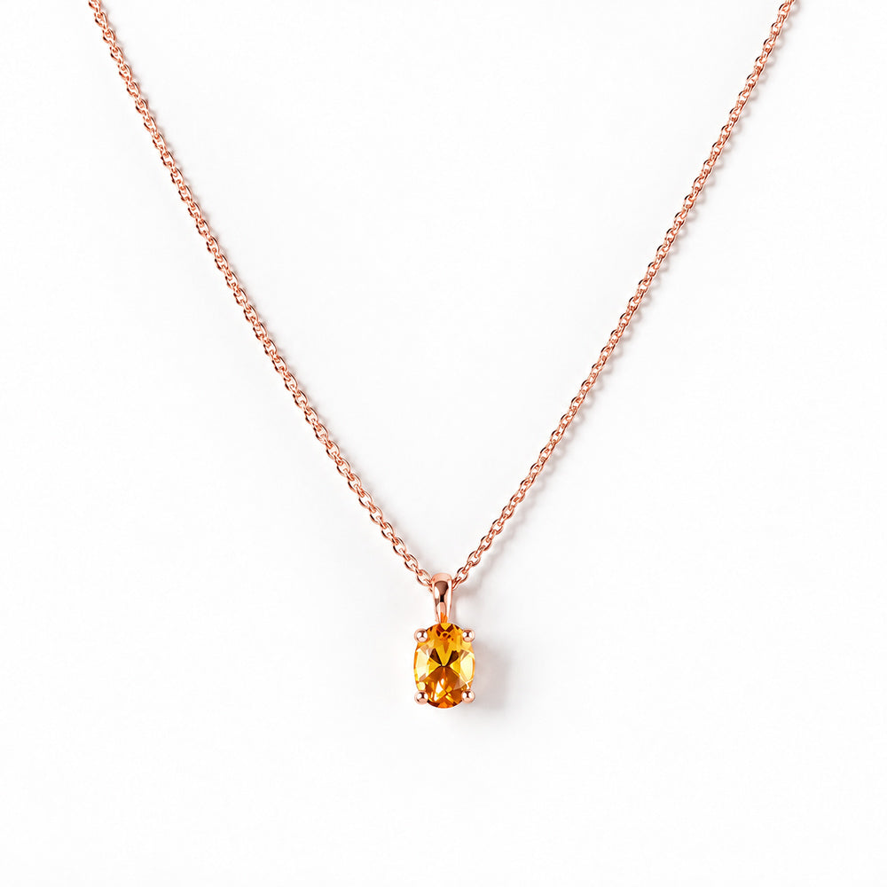 Luna, Oval cut Citrine Pendant - 7x5mm - Victoria's Jewellery