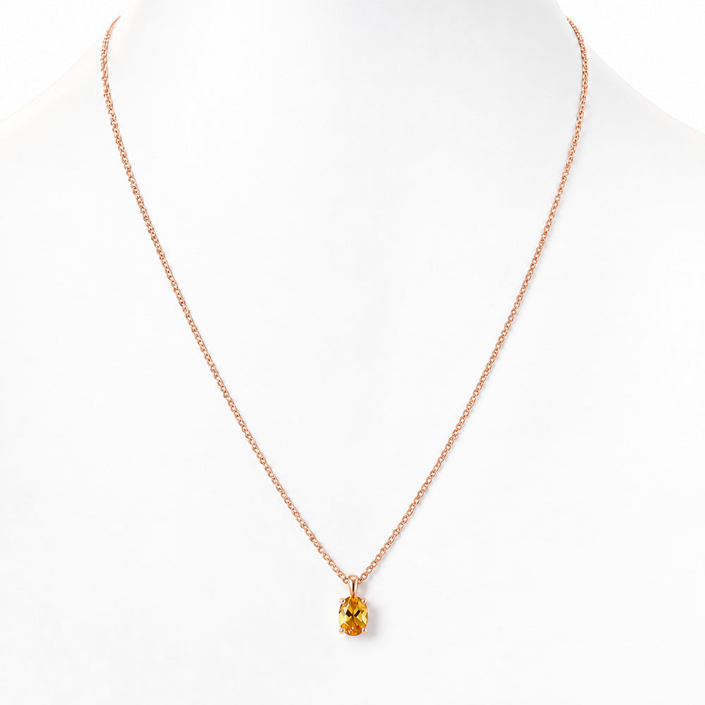 Luna, Oval cut Citrine Pendant - 7x5mm - Victoria's Jewellery