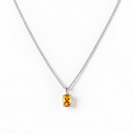 Luna, Oval cut Citrine Pendant - 7x5mm - Victoria's Jewellery