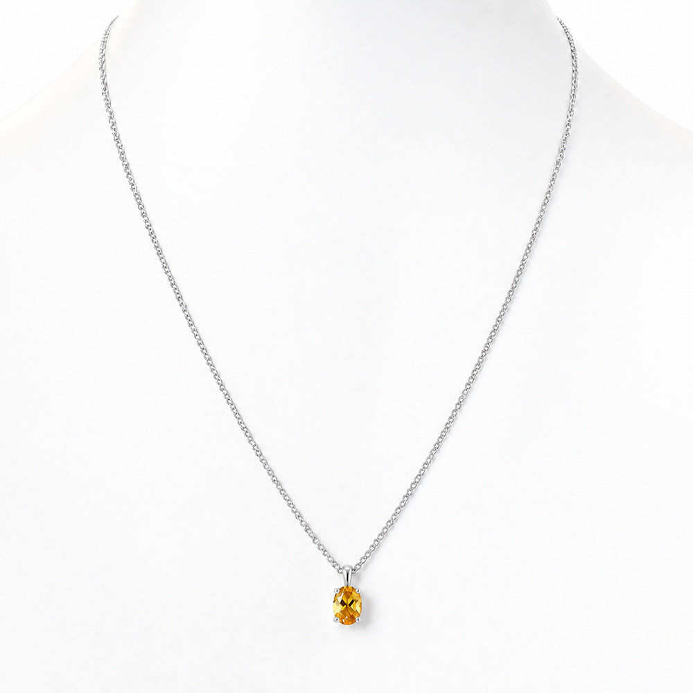 Luna, Oval cut Citrine Pendant - 7x5mm - Victoria's Jewellery