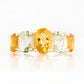 Oval cut Citrine and Prasiolite Half Eternity Anniversary Ring in White Gold - Victoria's Jewellery