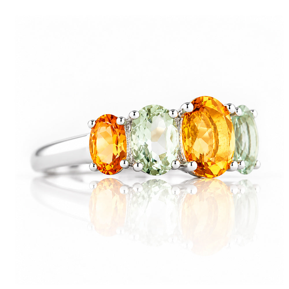 Queen, a Citrine and Prasiolite Ring - Victoria's Jewellery