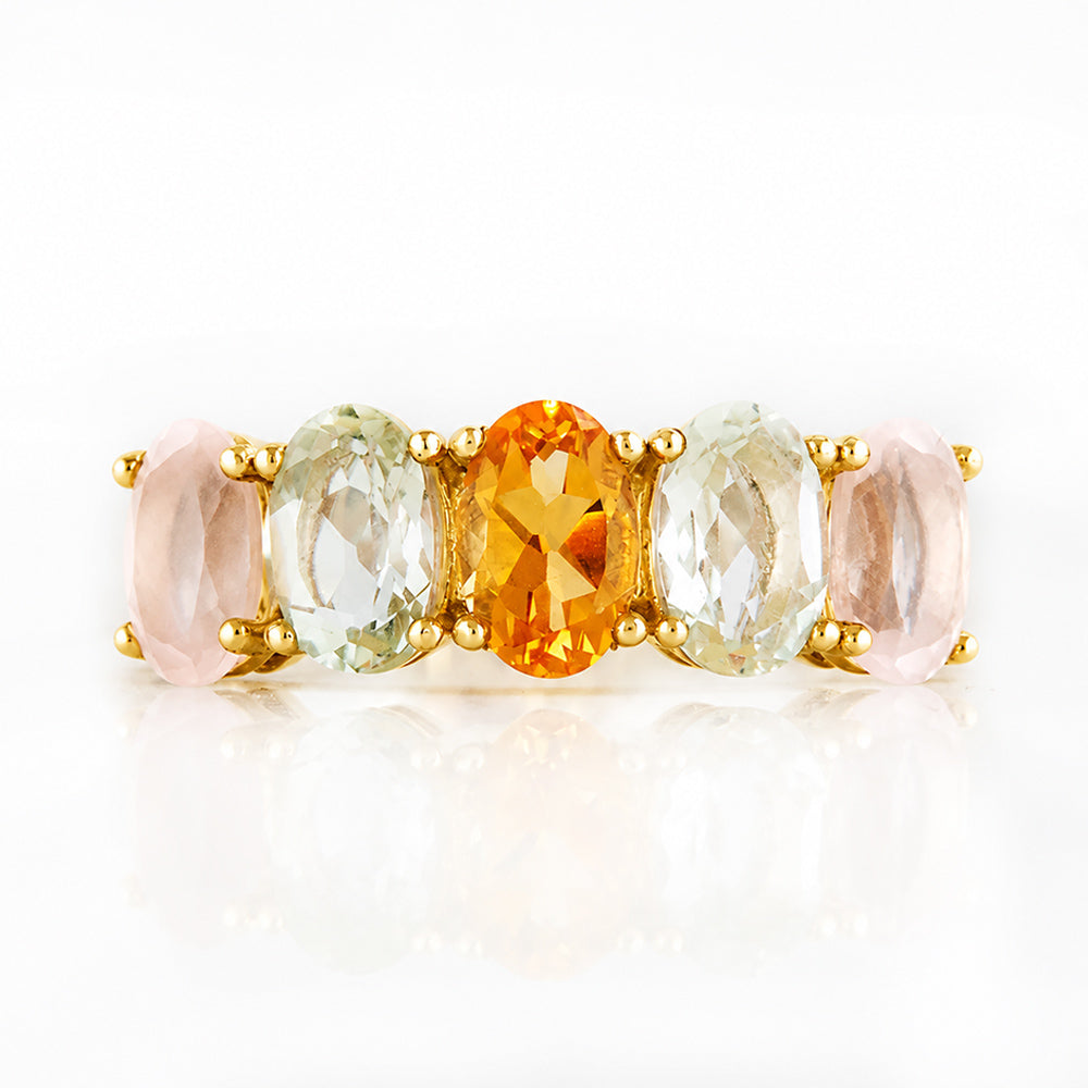 Arabella, a Citrine, Prasiolite and Rose Quartz Ring