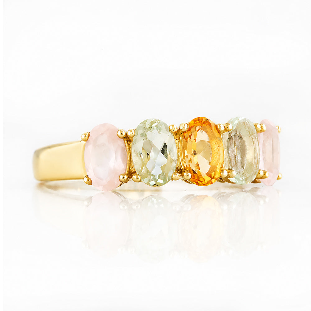 Arabella, a Citrine, Prasiolite and Rose Quartz Ring