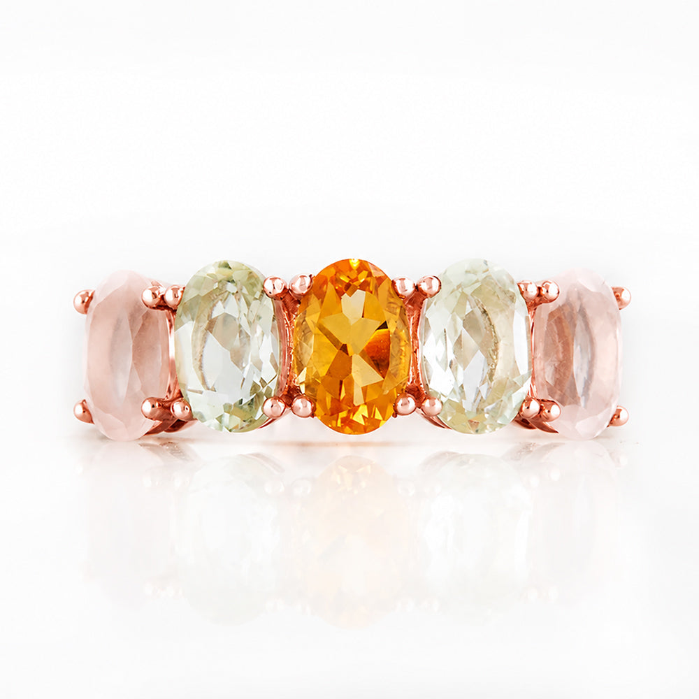 Arabella, a Citrine, Prasiolite and Rose Quartz Ring