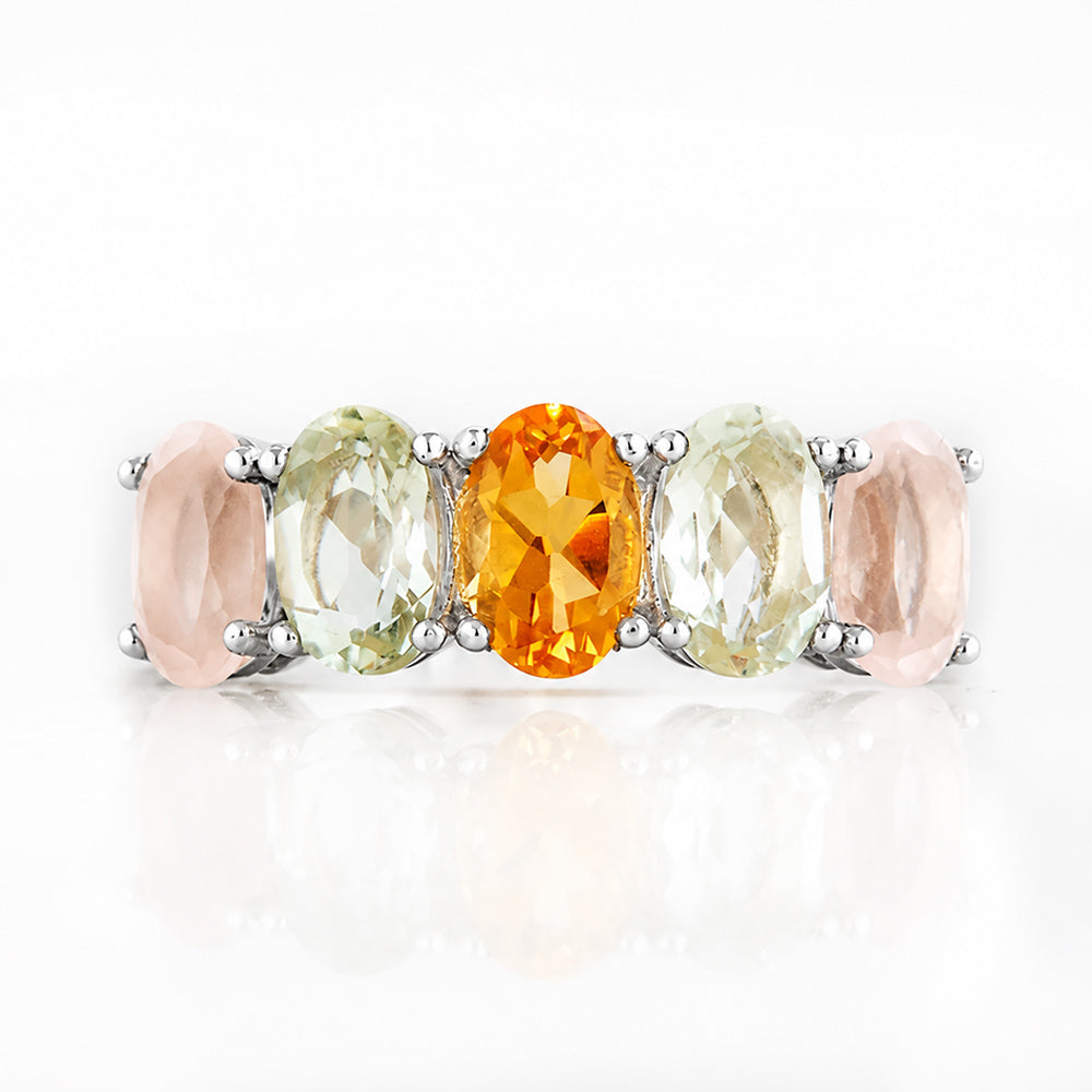 Arabella, a Citrine, Prasiolite and Rose Quartz Ring