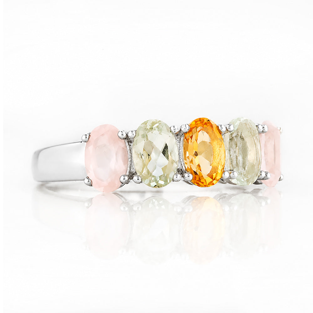 Arabella, a Citrine, Prasiolite and Rose Quartz Ring