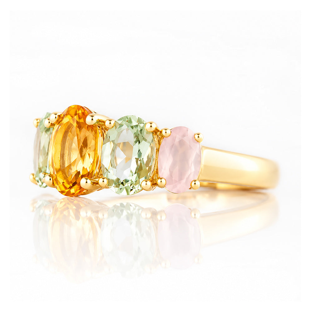 Queen, a Citrine, Prasiolite and Rose Quartz Ring - Victoria's Jewellery