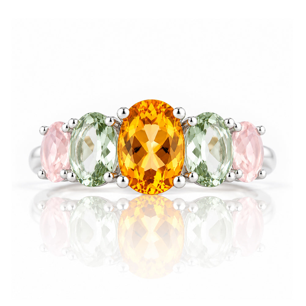 Queen, a Citrine, Prasiolite and Rose Quartz Ring - Victoria's Jewellery