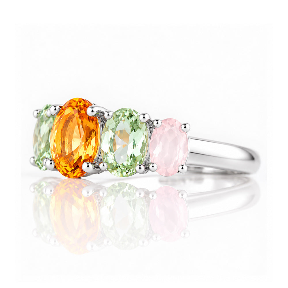 Queen, a Citrine, Prasiolite and Rose Quartz Ring - Victoria's Jewellery
