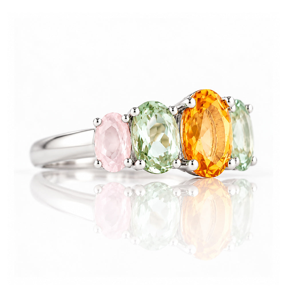 Queen, a Citrine, Prasiolite and Rose Quartz Ring - Victoria's Jewellery
