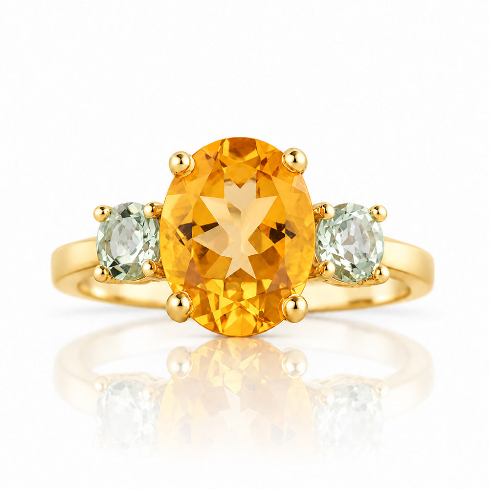 Hallie, Citrine and Prasiolite Trilogy Ring - Victoria's Jewellery