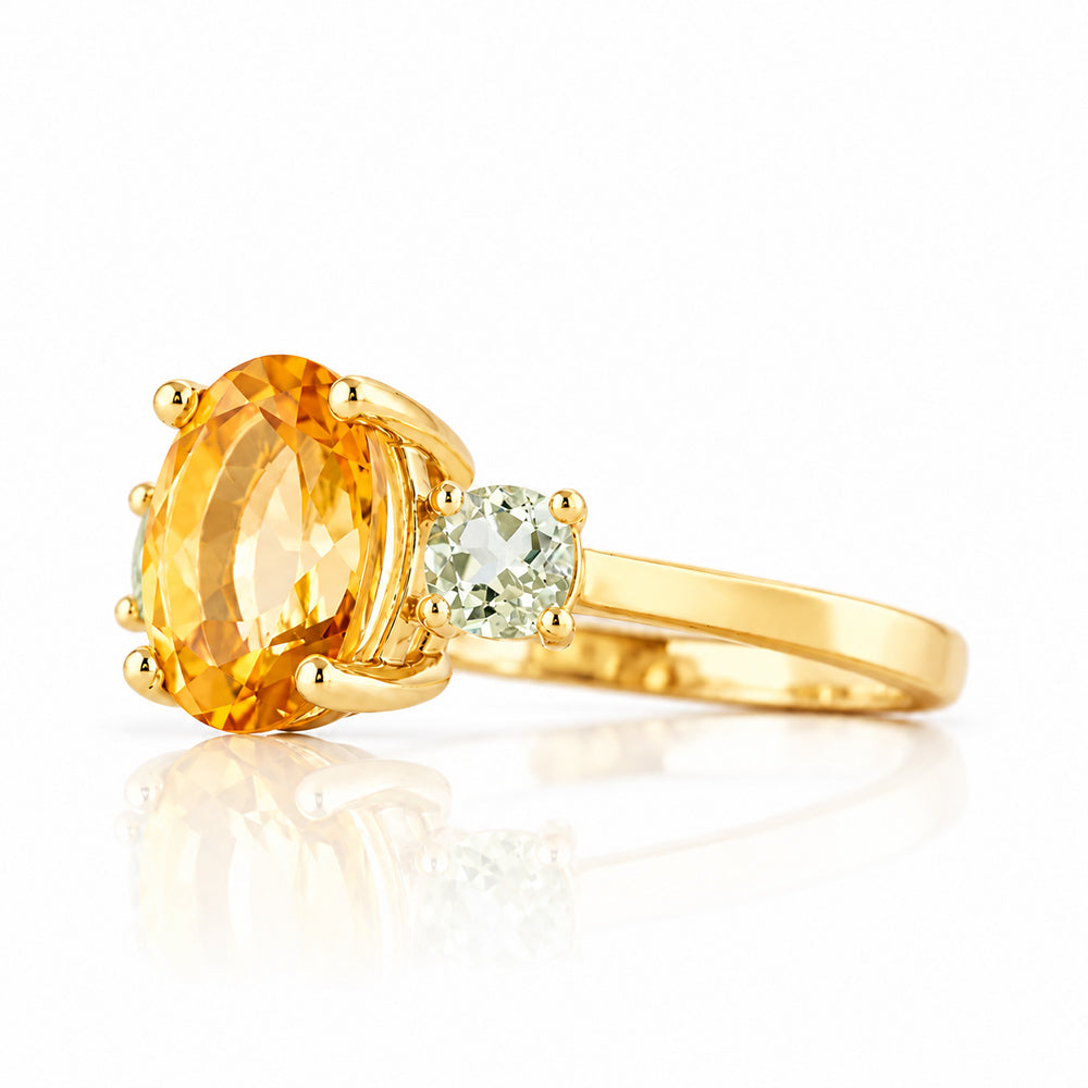 Hallie, Citrine and Prasiolite Trilogy Ring - Victoria's Jewellery