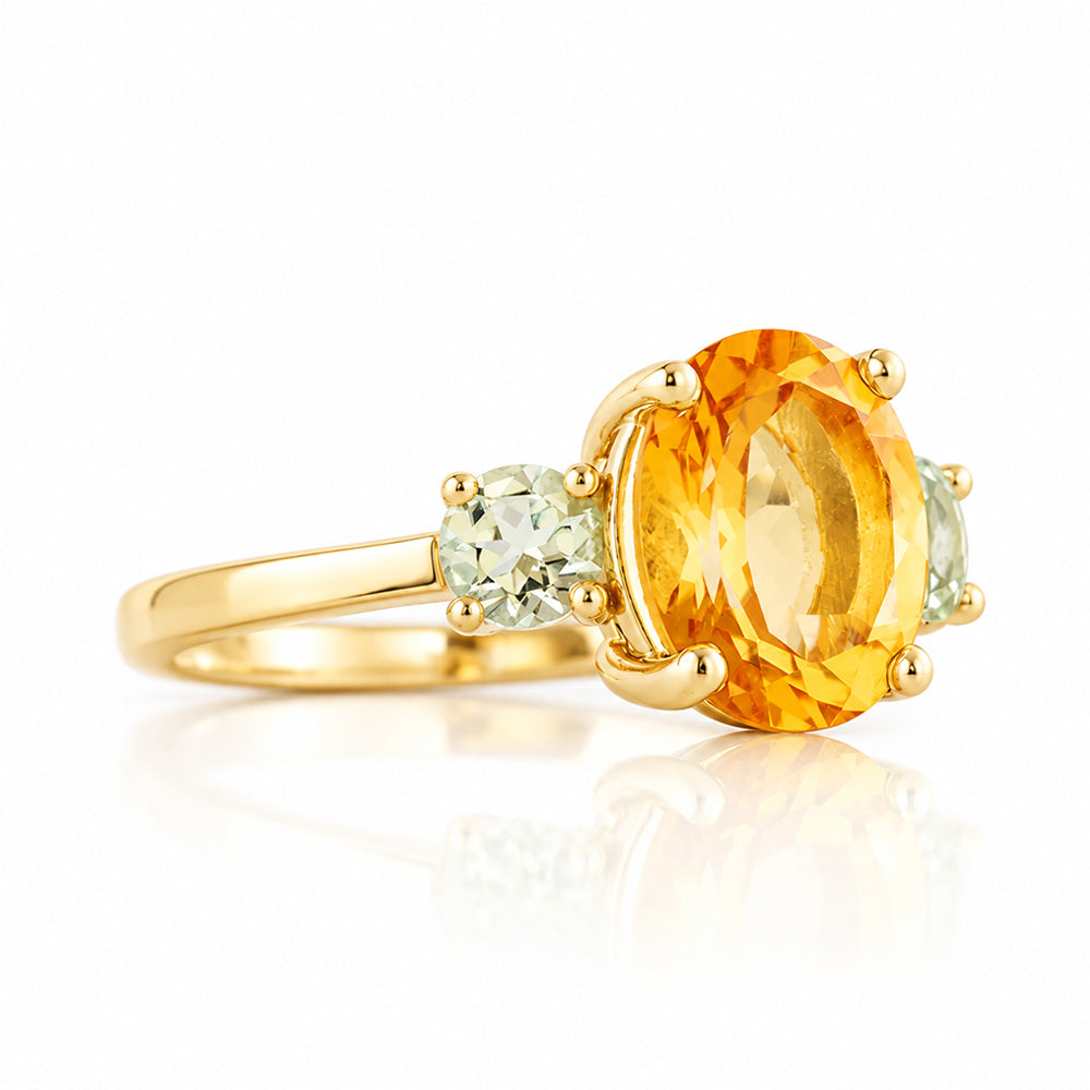 Hallie, Citrine and Prasiolite Trilogy Ring - Victoria's Jewellery