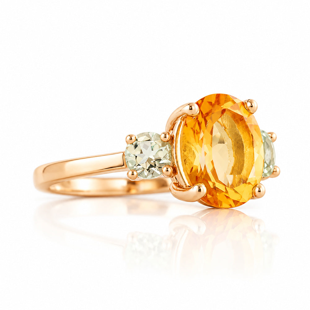 Hallie, Citrine and Prasiolite Trilogy Ring - Victoria's Jewellery