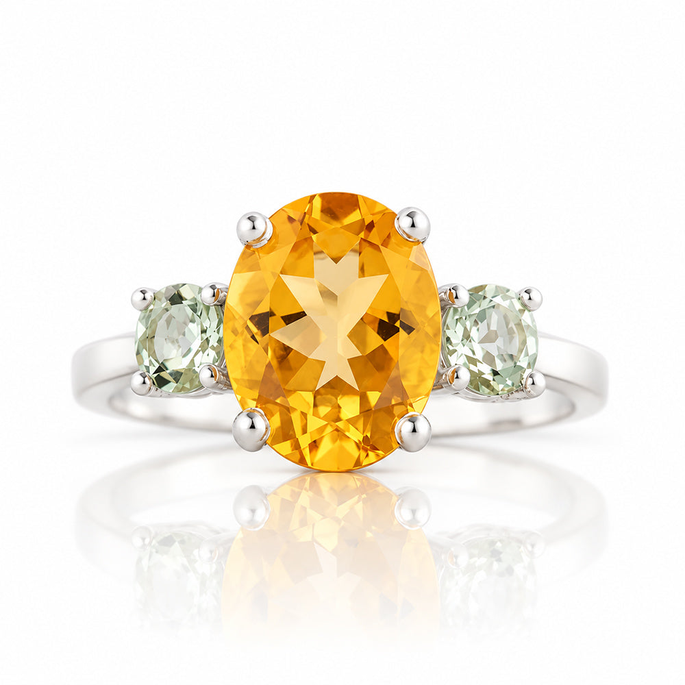 Hallie, Citrine and Prasiolite Trilogy Ring - Victoria's Jewellery