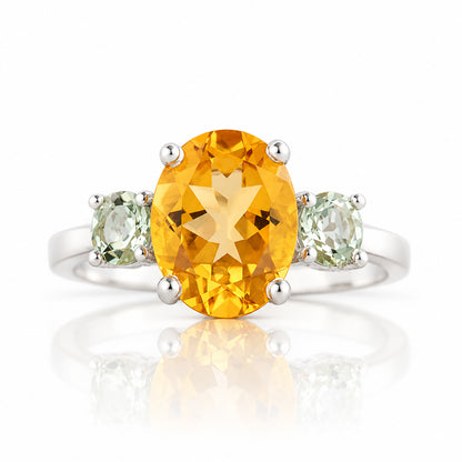 Hallie, Citrine and Prasiolite Trilogy Ring - Victoria's Jewellery