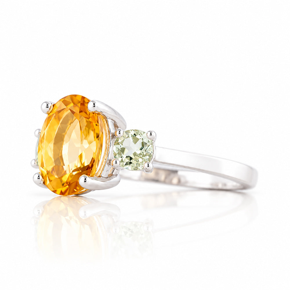 Hallie, Citrine and Prasiolite Trilogy Ring - Victoria's Jewellery