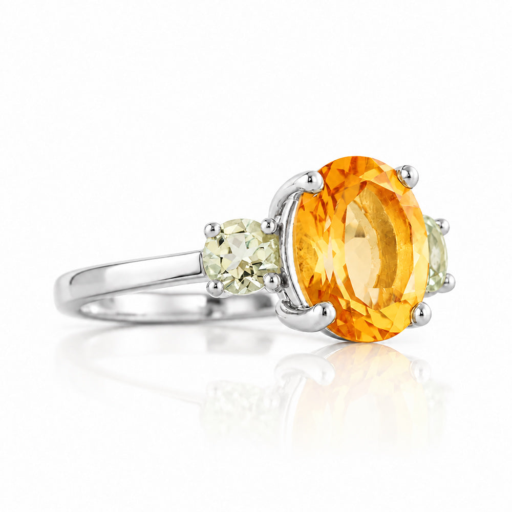 Hallie, Citrine and Prasiolite Trilogy Ring - Victoria's Jewellery