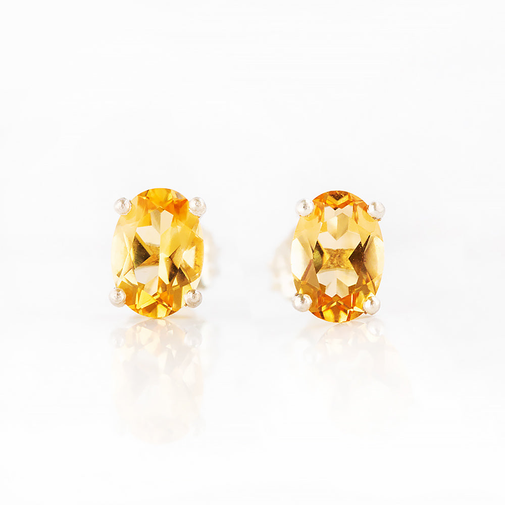 Luna, an Oval cut Citrine Stud Earring - 7x5mm