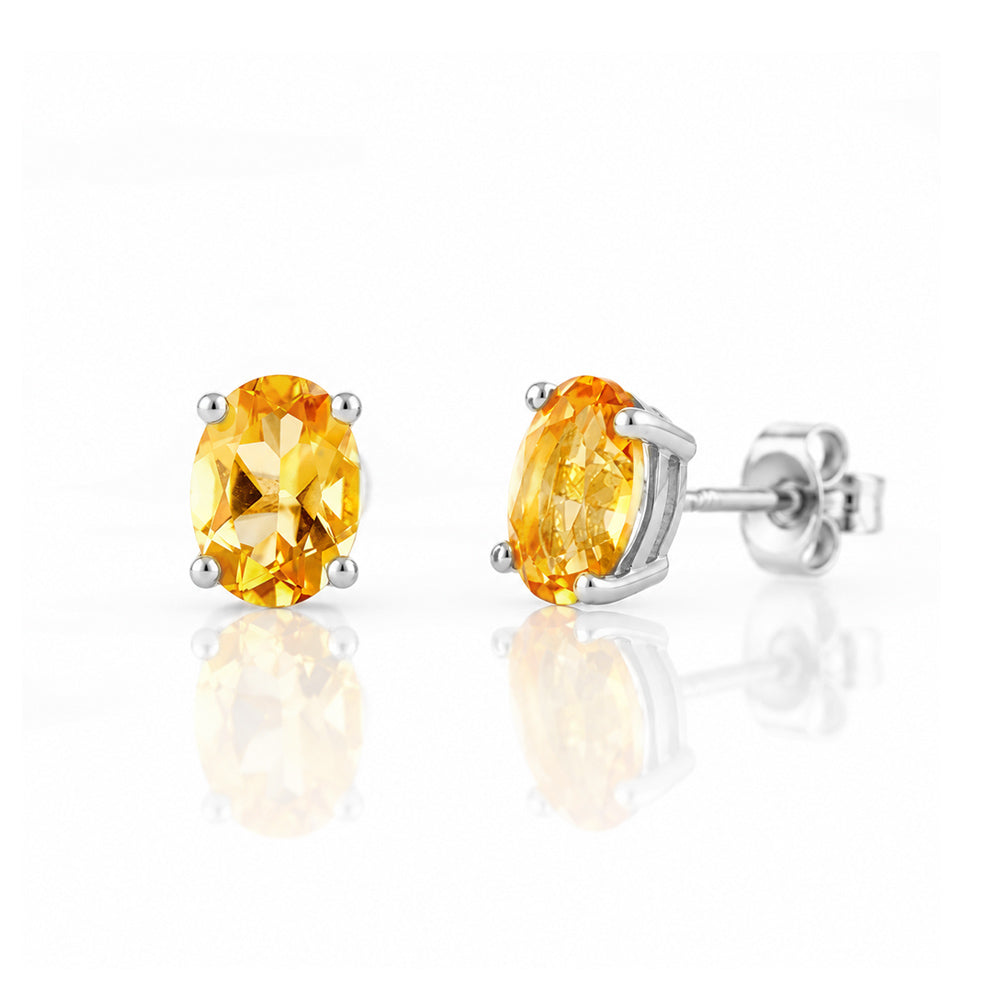 Luna, Oval cut Citrine Stud Earring - 7x5mm - Victoria's Jewellery