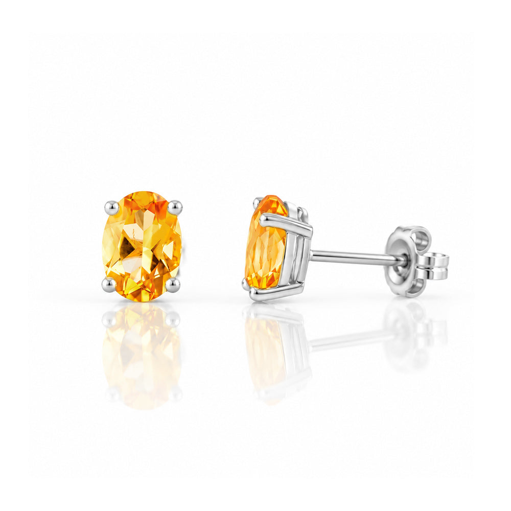 Luna, Oval cut Citrine Stud Earring - 7x5mm - Victoria's Jewellery