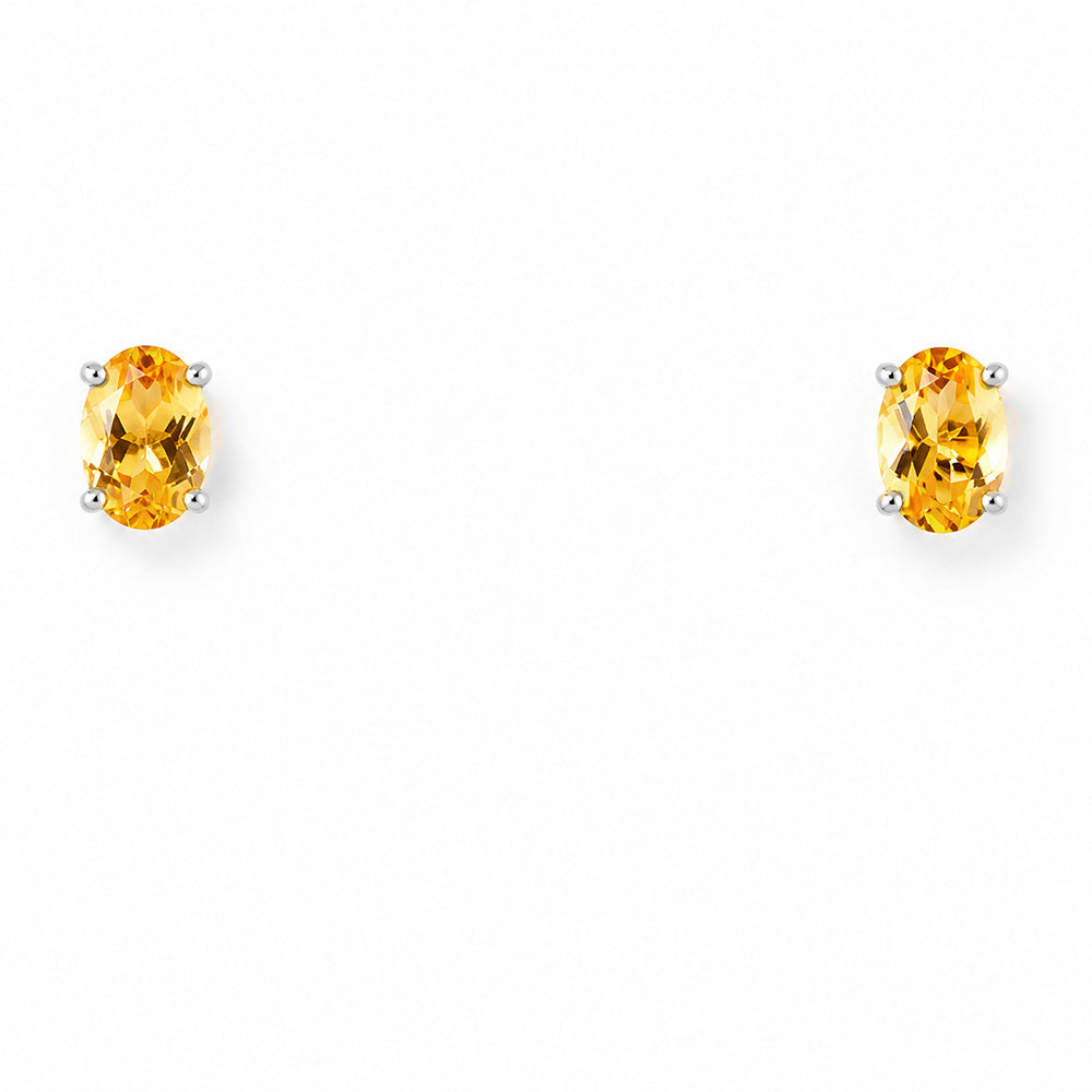 Luna, Oval cut Citrine Stud Earring - 7x5mm - Victoria's Jewellery